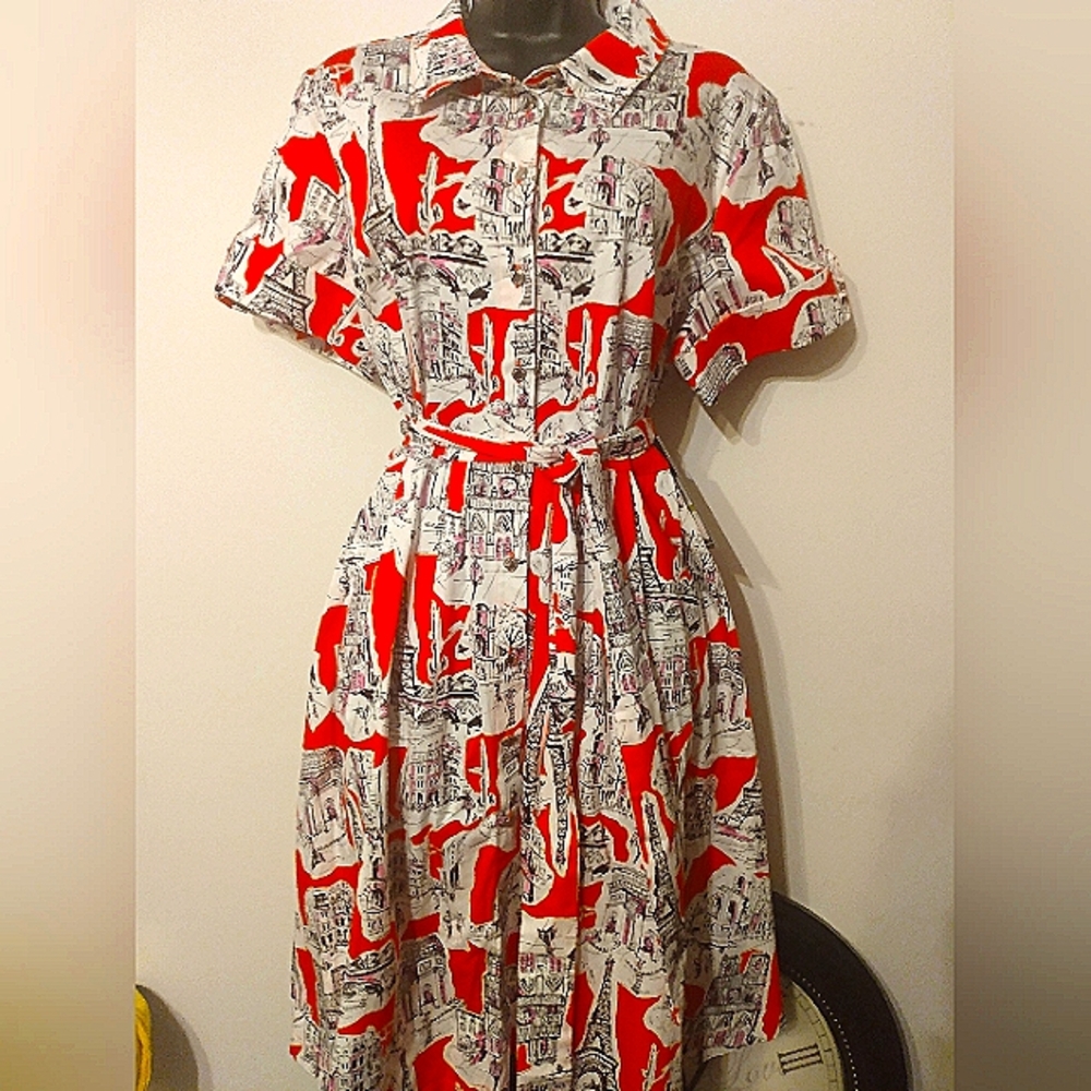 Karl Lagerfeld shirt dress, Paris scenery. NWT!